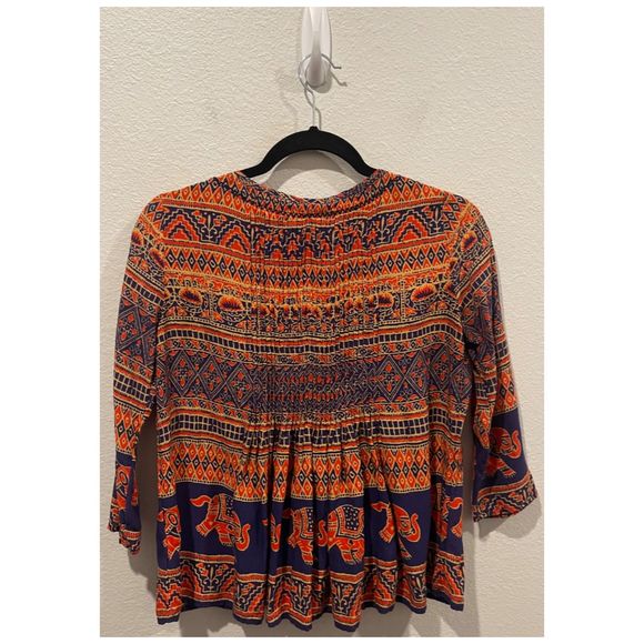 VANESSA VIRGINIA Mahdia Boho Peasant Elephant Print Blouse - Picture 6 of 6